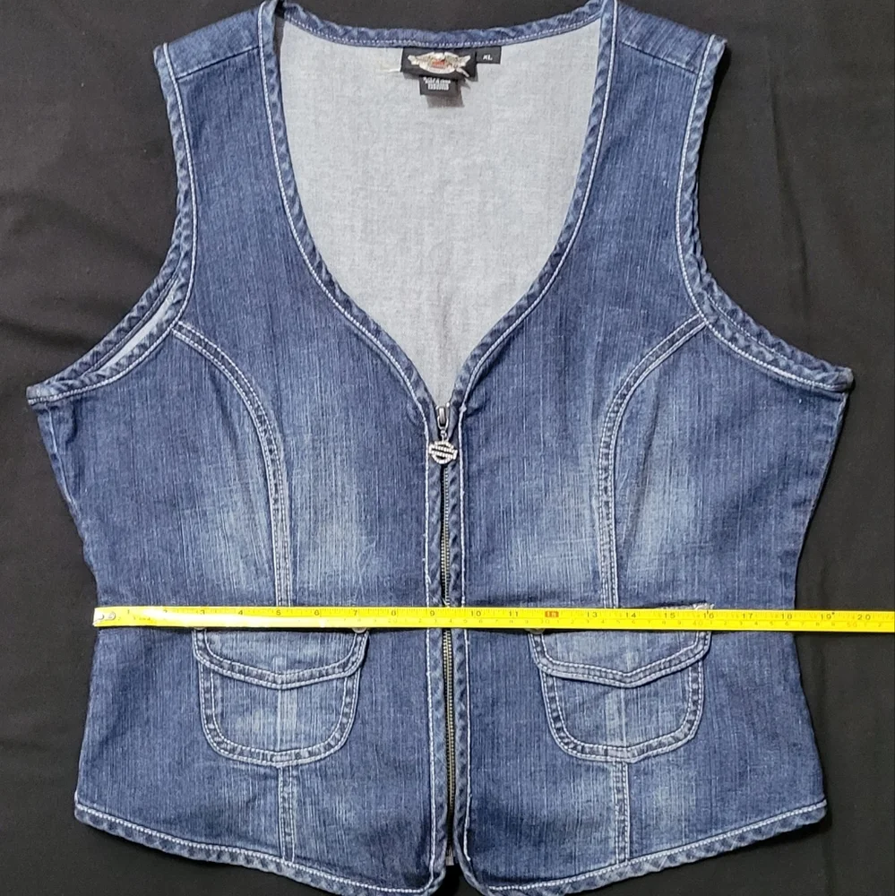 Harley-Davidson Denim Blue Lace-Up Vest - Picture 6 of 9